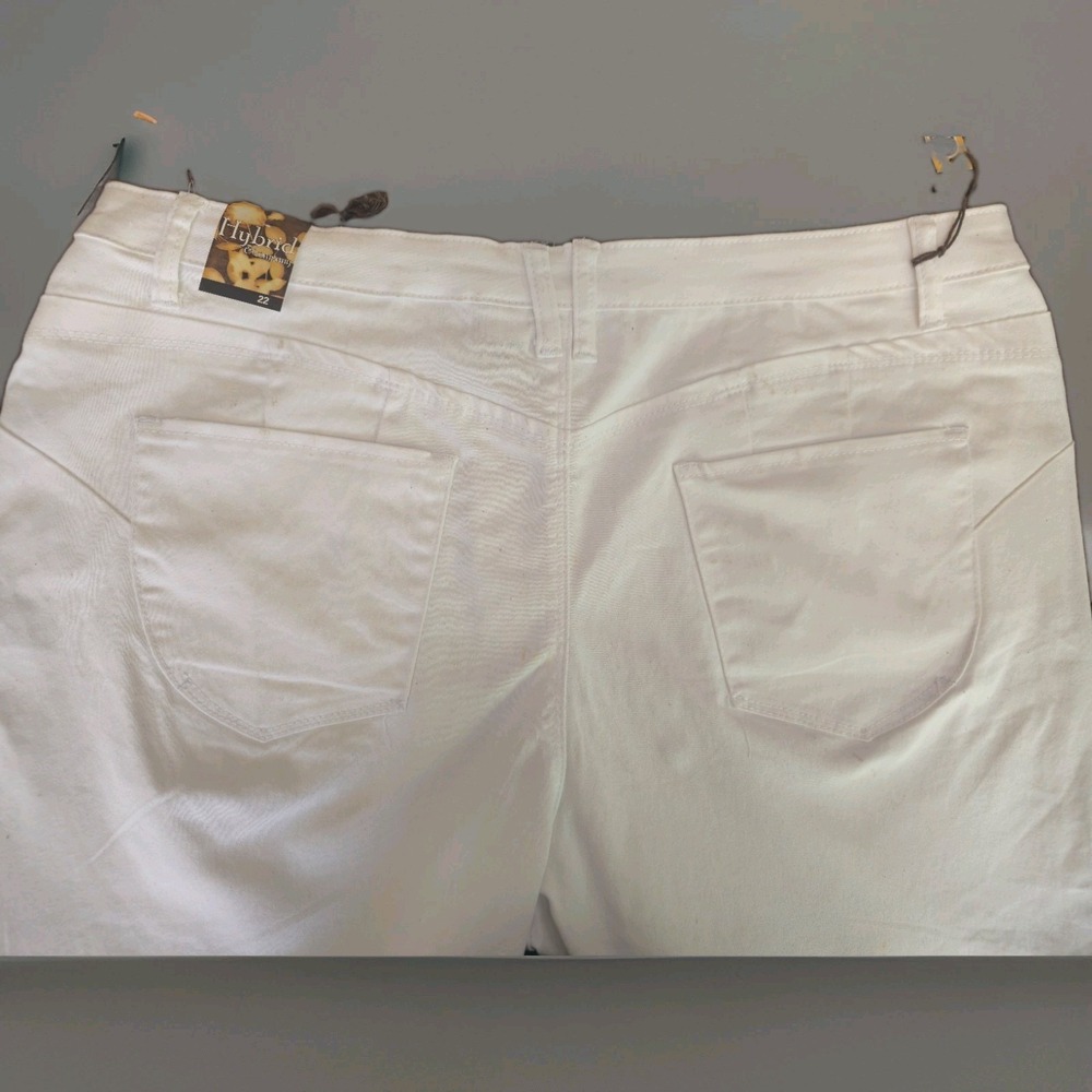 Hybrid & Company Women's White Chino Shorts Size 22 Cotton Twill Pockets Stretch - Picture 3 of 7